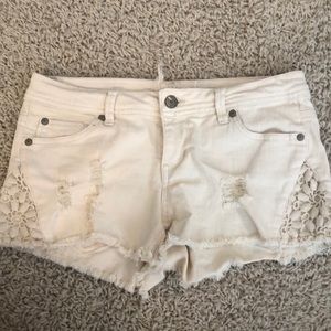 Altar’d State Cream Denim Shorts